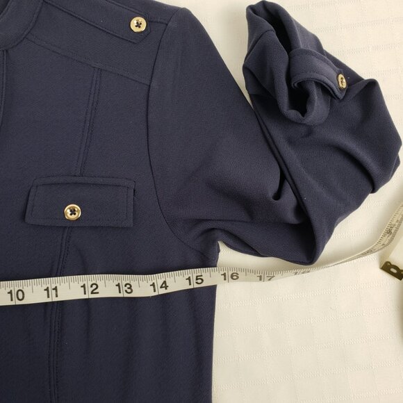 Charter Club Dress P/P Navy Blue Stretch Papillon Women Petite Belted Petite - Picture 10 of 16